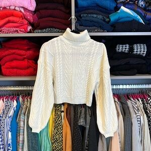 Unbranded ivory long balloon sleeve turtleneck sweater size S